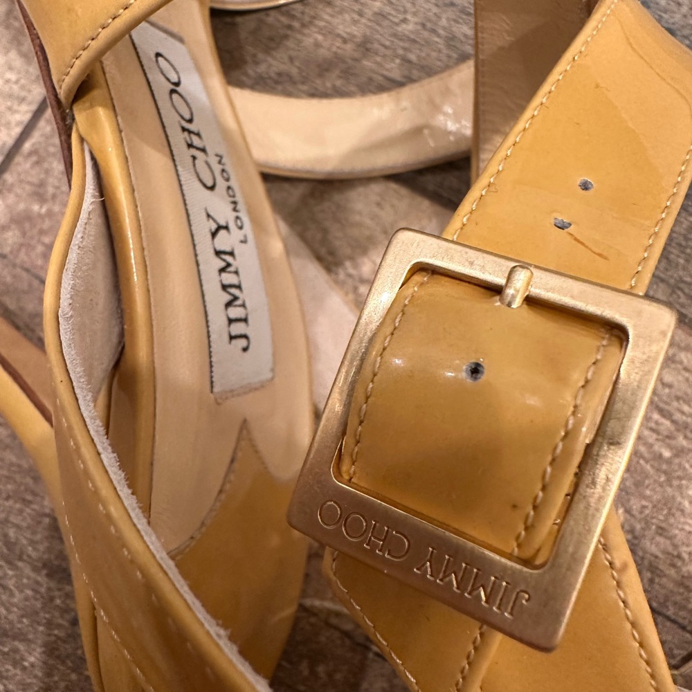 Jimmy Choo Tan Nude Strappy High Heel Sandals Platform High Stiletto Designer - Picture 5 of 11